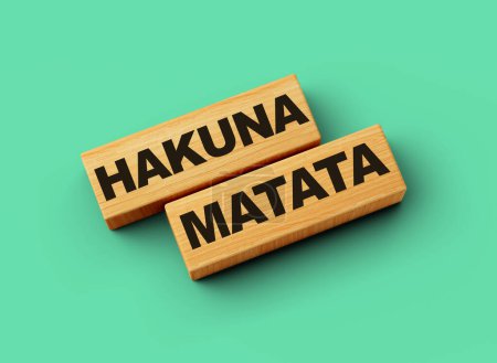 Téléchargez les photos : Blocs en bois hakuna matata mot isolé fond 3d illustration - en image libre de droit