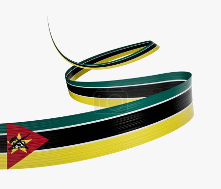 Foto de Bandera 3d de Mozambique Bandera de cinta ondeante 3d aislada sobre fondo blanco, ilustración 3d - Imagen libre de derechos