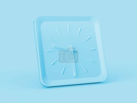 Photo for 3d Simple Blue Square Wall Clock 9:30 Nine Thirty Half Past 9 Soft Blue Background 3d illustration - Royalty Free Image