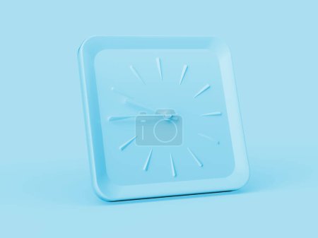 Photo for 3d Simple Blue Square Wall Clock 9:45 Nine Forty Five Quarter To 10 Blue Background, 3d illustration - Royalty Free Image