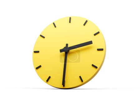 Photo for 3d Simple Yellow Round Wall Clock 2:30 Two Thirty Half Past 2 On White Background 3d illustration - Royalty Free Image