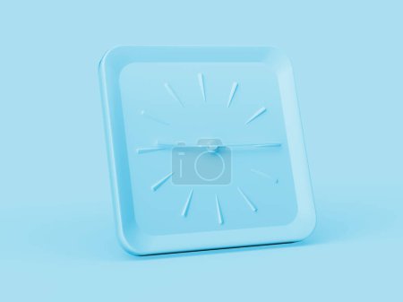 Photo for 3d Simple Blue Square Wall Clock 9:15 Nine Fifteen Quarter Past 9 Blue Background, 3d illustration - Royalty Free Image