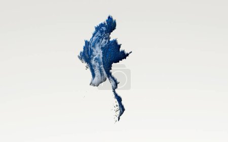 Photo for 3d Deep Blue Water Burma Myanmar Map Shaded Relief Texture Map On White Background 3d Illustration - Royalty Free Image