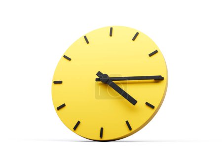 3d Simple Yellow Round Wall Clock 4:15 Four Fifteen Quarter Past Four 3d illustration