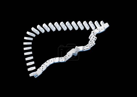 Foto de Hígado humano único 3d hecho de azulejos de dominó aislado en fondo negro Ilustración 3d - Imagen libre de derechos
