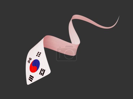 Téléchargez les photos : 3d drapeau de la Corée du Sud 3d ondulé brillant ruban de Corée du Sud isolé sur fond gris Illustration 3d - en image libre de droit