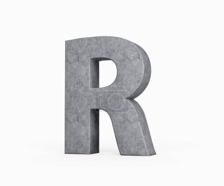 3d Concrete Capital Letter R Alphabet R Made Of Grey Concrete Stone White Background 3d Illustration