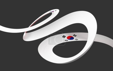Téléchargez les photos : Drapeau 3D De La Corée Du Sud Drapeau De Ruban D'agitation 3d Isolé Sur Fond Gris, Illustration 3d - en image libre de droit