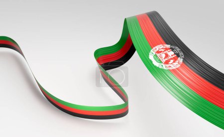 3d Flagge Afghanistans 3d Glänzende wehende Bandfahne Isoliert auf weißem Hintergrund 3d Illustration