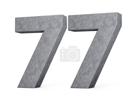 Photo for 3d Concrete Number Seventy seven 77 Digit Made Of Grey Concrete Stone On White Background 3d Illustration - Royalty Free Image