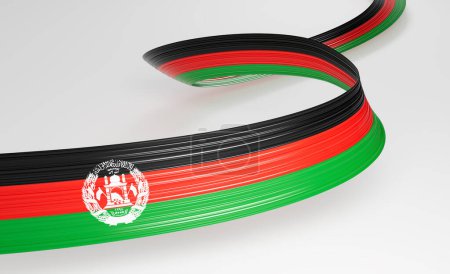 3d Flagge Afghanistans 3d Wavy Shiny Afghanistan Ribbon Isoliert auf weißem Hintergrund 3d Illustration