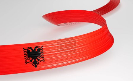 3d Flag Of Albania 3d Wavy Shiny Albania Ribbon Isolated On White Background 3d Illustration