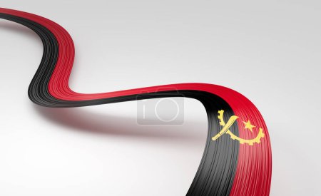 Bandera 3d de Angola Cinta de Angola ondulada brillante aislada sobre fondo blanco Ilustración 3d