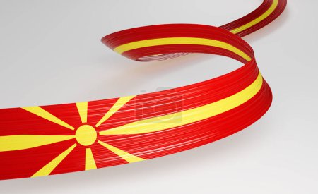 3d Flag Of North Macedonia 3d Wavy Shiny North Macedonia Ribbon On White Background 3d Illustration