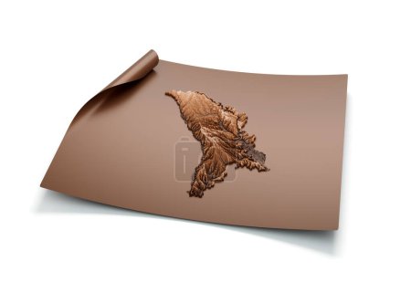 Map Of Moldova Old Style Brown On Unrolled Map Paper Sheet On White Background 3d Illustration