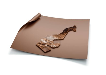 Map Of Monaco Old Style Brown On Unrolled Map Paper Sheet On White Background 3d Illustration