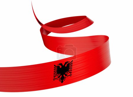Photo for 3d Flag Of Albania 3d Shiny Waving Ribbon Flag Isolated On White Background 3d Illustration - Royalty Free Image