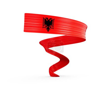 Photo for 3d Flag Of Albania 3d Shiny Waving Flag Ribbon Isolated On White Background 3d Illustration - Royalty Free Image