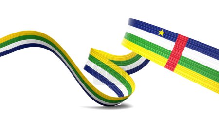 3d Flagge der Zentralafrikanischen Republik 3d Wavy Shiny Ribbon Flagge auf weißem Hintergrund 3d Illustration