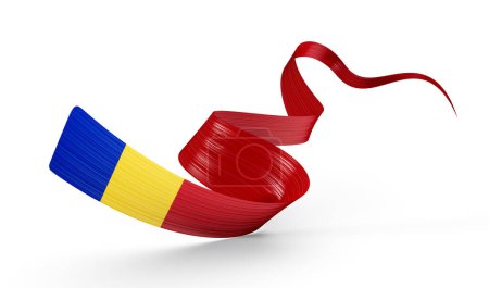 3d Flagge von Moldawien 3d Glänzende wehende Bandfahne Isoliert auf weißem Hintergrund 3d Illustration
