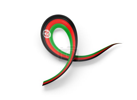 Bandera 3d de Afganistán Brillante Ondulada Cinta de Conciencia Bandera Aislada Sobre Fondo Blanco Ilustración 3d