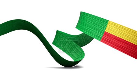 3d Flag Of Benin 3d Wavy Shiny Benin Ribbon Flag Isolated On White Background 3d Illustration