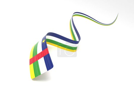 3d Flag Of Central African Republic 3d Wavy Shiny Ribbon Flag On White Background 3d Illustration