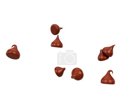 3d Milk Chocolate Chips Or Chocolate Morsels Flying In The Air White Background 3d Illustration