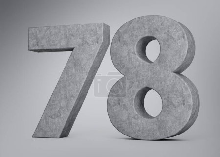 3d Concrete Number Seventy Eight 78 Made Of Grey Concrete Stone Grey Background 3d Illustration