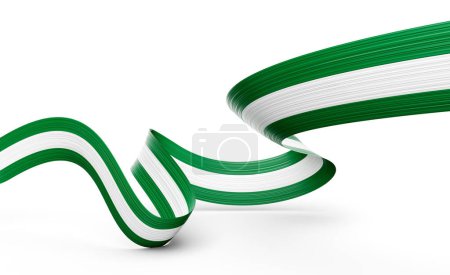 3d Flagge Nigerias 3d Glänzende schwenkende Nigeria-Fahne auf weißem Hintergrund 3d Illustration