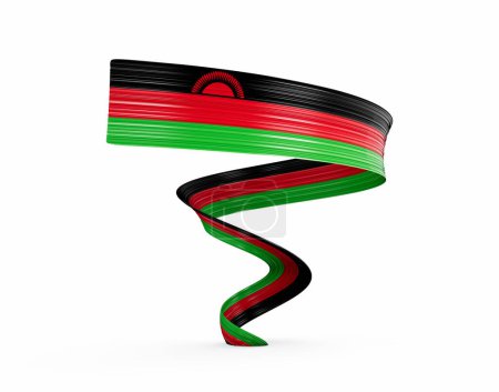 3d Flagge von Malawi 3d Glänzende winkende Twisted Ribbon Flagge auf weißem Hintergrund 3d Illustration