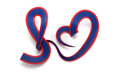 Bandera 3d de Belice Forma de Corazón Brillante Ondulado Cinta de Conciencia Bandera sobre fondo blanco Ilustración 3d