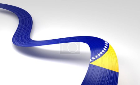 Photo for 3d Flag Of Bosnia And Herzegovina 3d Wavy Shiny Ribbon Flag On White Background 3d Illustration - Royalty Free Image