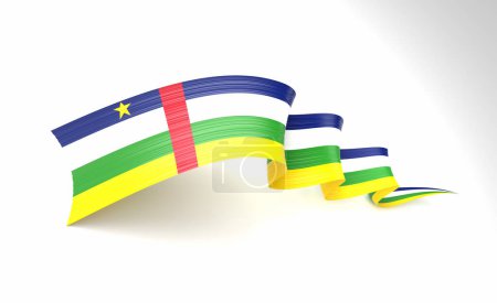 Drapeau 3d de la République centrafricaine Ruban de drapeau ondulé brillant 3d sur fond blanc Illustration 3d