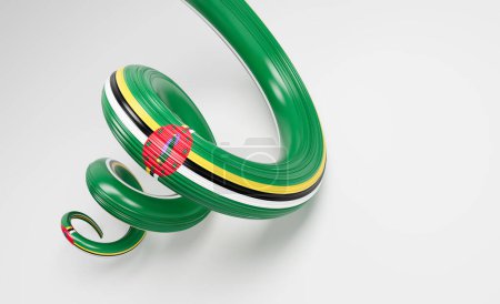 3d Flag of Dominica 3d Spiral Glossy Ribbon Flag Of Dominica On White Background 3d Illustration