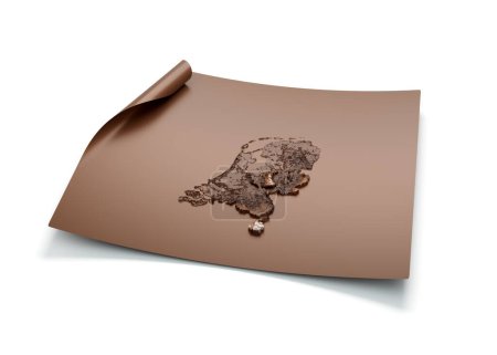 Map Of Netherlands Old Style Brown On Unrolled Map Paper Sheet On White Background 3d Illustration
