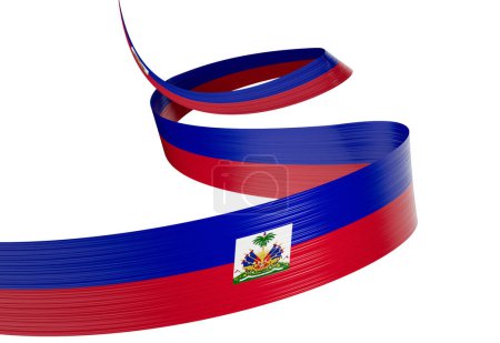3d Flag Of Haiti 3d Shiny Waving Haiti Ribbon Flag On White Background 3d Illustration