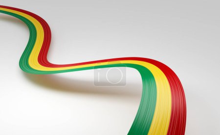 3d Flagge von Guinea 3d Wavy Shiny Guinea Ribbon Flag Isoliert auf weißem Hintergrund 3d Illustration