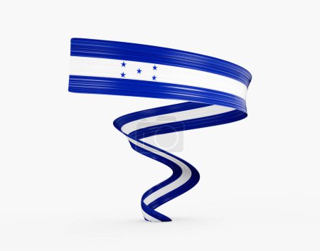 Bandera 3d de Honduras Bandera de cinta trenzada ondeada brillante 3d aislada sobre fondo blanco Ilustración 3d