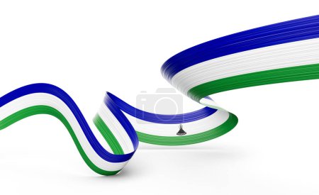 Bandera 3d de Lesotho Bandera de cinta de Lesotho brillante 3d ondeando sobre fondo blanco Ilustración 3d