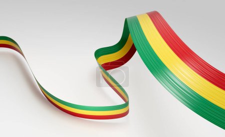 3d Flag Of Guinea 3d Shiny Waving Guinea Ribbon Flag On White Background 3d Illustration