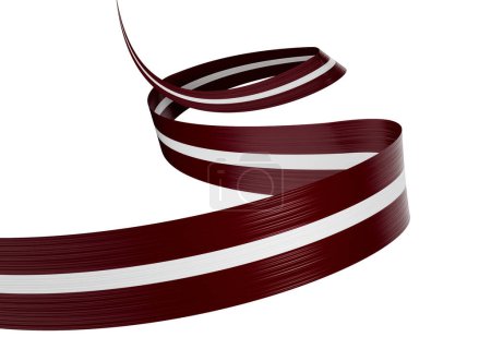 3d Flag Of Latvia 3d Shiny Waving Latvia Ribbon Flag On White Background 3d Illustration