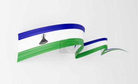 3d Flag Of Lesotho 3d Wavy Shiny Lesotho Ribbon Flag Isolated On White Background 3d Illustration