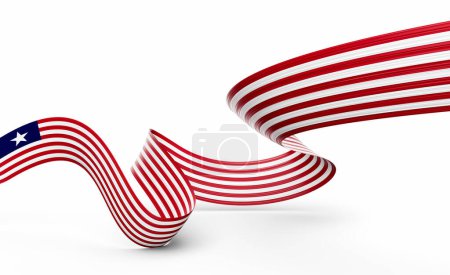 3d Flag Of Liberia 3d Shiny Waving Liberia Ribbon Flag On White Background 3d Illustration