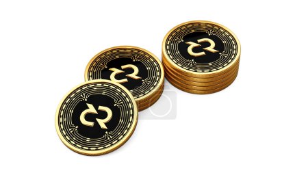 3d Stapel von Goldenen Kryptowährungen Decred Abgerundete Münzen Stapel auf weißem Hintergrund 3d Illustration