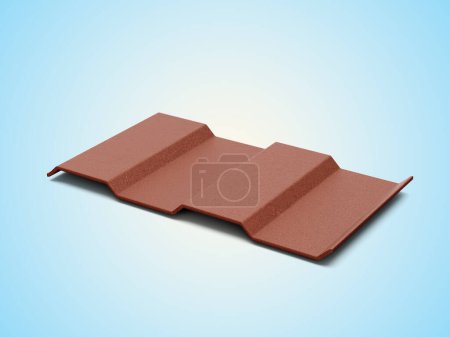 Braune Asbestzementschiefer für Dachblech isoliert auf weichem blauen Hintergrund 3d Illustration