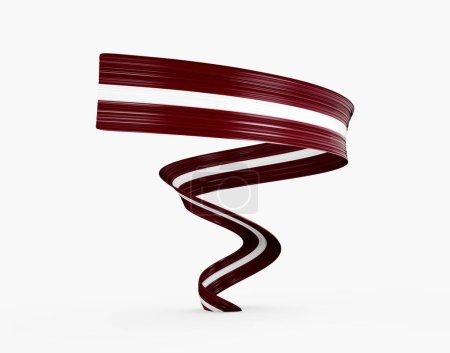 3d Flag Of Latvia 3d Shiny Waving Twisted Ribbon Flag Isolated On White Background 3d Illustration