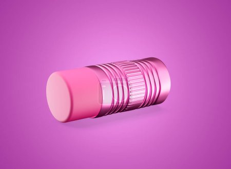 Shiny Pink Metallic Ferrule With Soft Pink Eraser Isolated On Pink Background 3d Illustration