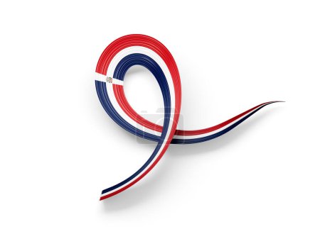 3d Flag Of Dominican Republic Shiny Wavy Awareness Ribbon Flag On White Background 3d Illustration