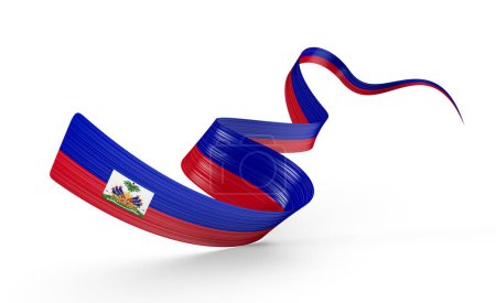 3d Flag Of Haiti 3d Shiny Waving Haiti Ribbon Flag On White Background 3d Illustration